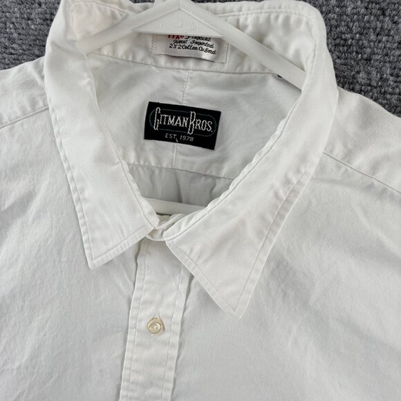 Gitman Bros Pinpoint TTX Cotton Oxford Point Large White Long Sleeve Solid Mens - Picture 3 of 13